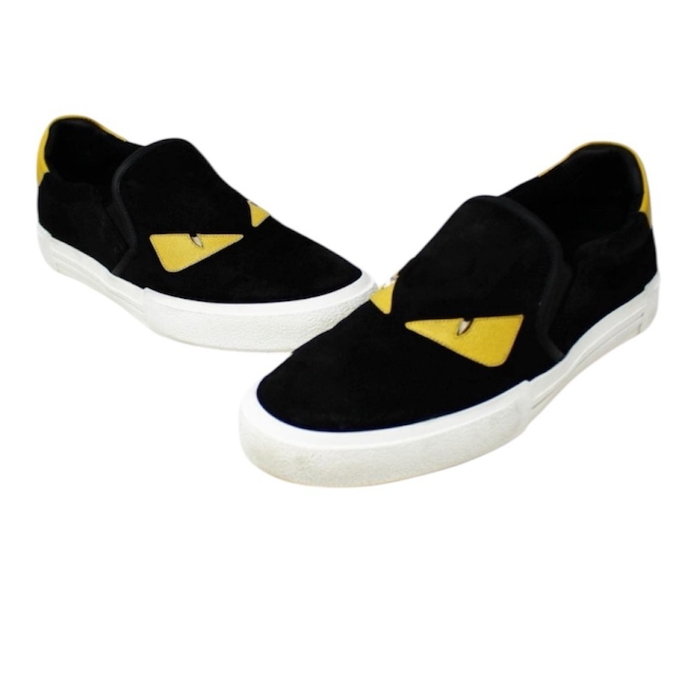 Fendi Black and Yellow Slip-On Sneakers